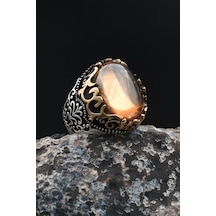Erkek Yüzüğü Şampanya Topaz Taşlı 925 Ayar Gümüş 901746 Gümüş