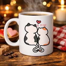 Buğz Be Mine Sevimli Kedili Porselen Kupa Model 40 Aşık Kediler Tasarımlı Sevgiliye Özel Kahve Kupası Diğer