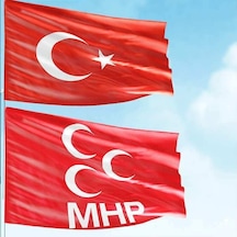 70x105 Cm Alpaka Kumaş Türk Bayrağı Ve 100x150 Cm Raşel Kumaş Mhp Bayrak - 2 Bayrak Set 1