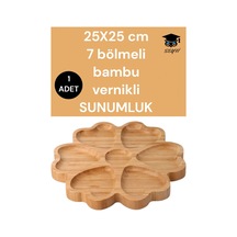 25x25 Cm 7 Bölmeli Bambu Vernikli Sunumluk
