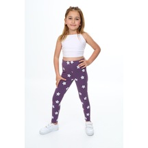 Toontoy Kids Toontoy Kız Çocuk Çiçek Baskılı Tayt Mor