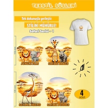 Ütü Ile Yapışan Kıyafet Etiketi Safari Serisi -1 4lü Set Karışık