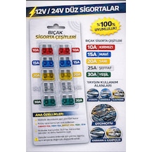 10'lu Bıçak Sigorta Seti 10a-30a 12v/24v Araç Uyumlu Renk Kodlu Yüksek Performans 1