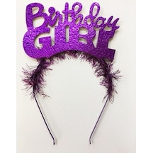 Bırthday Gırl Mor Yazılı Metal Taç