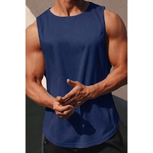 Genius Store Erkek Sporcu Atleti Sıfır Kol Tişört Fitness Gym Antrenman Tişörtü Ter Tutmayan Atlet Sıfırkol-2026 Lacivert