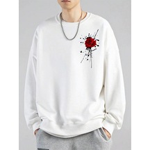 Coko Serisi Floral Print Drop Shoulder Sweatshirt Beyaz-pg-8393 Beyaz Coko Serisi Floral Print Drop Shoulder Sweatshirt Beyaz-pg-8393 Beyaz