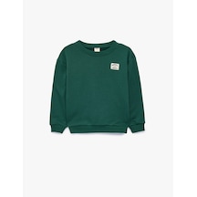 Koton Pamuklu Uzun Kollu Bisiklet Yaka Oversize Sweatshirt Yeşil 7wmb10060tk