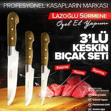 Lazoğlu El Yapımı 3'Lü Bıçak   Seti