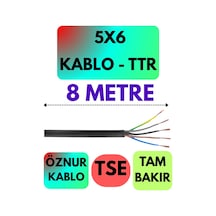 Öznur 5x6 Ttr Kablo Siyah Metre Seçenekli - 8 Metre