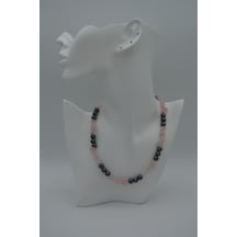 Stoneagejewellery Stoneage Pembe Kuvars Ve Hematit Taşli Şifa Kolyesi Bakır