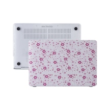 Apple Uyumlu MacBook Air Kılıf Hardcase Touch Id A1932 A2179 A2337 Flower Qt01 Açık Pembe