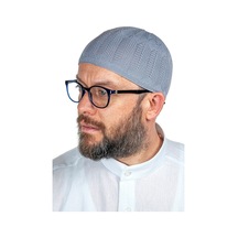 Safir Ince Örme Dantel Namaz Takkesi Gri 1 Adet