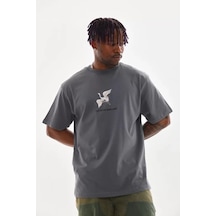 Suma Füme Unisex Oversize Baskılı T-shirt M Beden