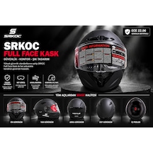 Srkoc İntercom Uyumlu Full Face Ece 22.06 Sertifikalı Mat Siyah Motorsiklet Kaskı