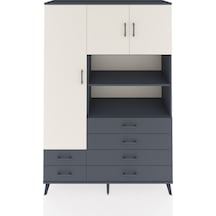 Hyperion Dolap 8 Raflı 6 Çekmeceli 3 Kapaklı 132x44x195 Antrasit-aytaşı/antrasit Aytası/antrasıt