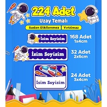 Uzay Temalı Okul Kreş Kişiye Özel İsim Etiket Seti - Model 531 Çok Renkli