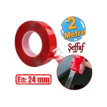 Çift Taraflı Silikon Bant Montaj Bandı Şeffaf 24 Mm X 2 Metre Güçlü Çok Amaçlı Yapıştırıcı 1 Adet