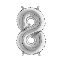 Gümüş Folyo Balon 8 Rakamı 40 CM
