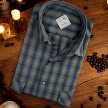 Linen Keten Klasik %100 Cotton Uzun Kollu Terletmeyen İki Cepli Kapaklı Yeşil Gömlek Regular Kalıp -10226 Yeşil
