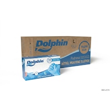 Şeylişeyler - Dolphin Mavi Nitril Eldiven L Beden Large Pudrasız Muayene Eldiveni - 1 Paket 100 Adet