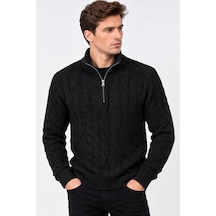 Classics Men Turbulance Erkek Dik Yaka Yarım Fermuar Triko Kazak 7835 Siyah