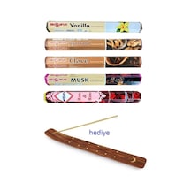 Jenerik 5 Paket 20 Çubuklu Tütsü Vanilla - Musk - Clove - Wood - Redrose - Kayık Hediyeli