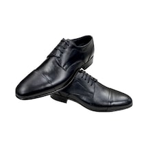 Erkek Klasik Bağcıklı Kösele Ara Baskılı Deri Siyah SAyakkabı Erkek Klasik Bağcıklı Kösele Ara Baskılı Deri Siyah SAyakkabı