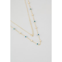 So Chic Minimal Nazar İkonlu 18 Ayar Sarı Altın Kaplama 60 CM Gümüş Kolye