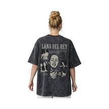 Sevbano Lana Del Rey Şarkıcı Sırt Baskılı Unisex Oversize Vintage Yıkamal Siyah