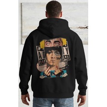 Sevbano Eminem Rapper Şarkıcı Sırt Baskılı Unisex Oversize Penye Hoodie Siyah