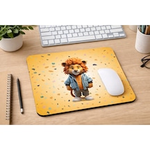 Sevimli Aslan Desenli Mousepad 21x17,5 Cm Kaymaz Tabanlı Düz Mouse Pad Ofis & Gaming