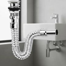 Krom Basmalı Sifon -körüklü Sifon Bas Stoplu Lavabo Mutfak Sifonu-paslanmaz Lisinya