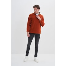 Cazador Yarım Balıkçı Yaka Kalın Polar Regular Fit Sweatshirt-56320 Tarçın