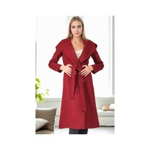 Z6679 Dewberry Bayan Palto-düz Bordo Düz Bordo