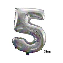 75 Cm 5 Rakam Folyo Balon Gümüş Gri