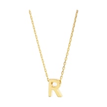 925 Ayar Gümüş Sarı Zincir R Harf Kolye