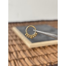 %100 Cerrahi Çelik Yedi Toplu Kilitli Altın Halka Septum Piercing Sarı