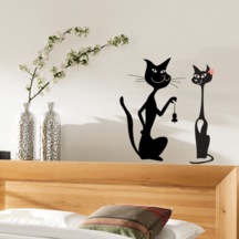 Kedi Çift Temalı Duvar Sticker
