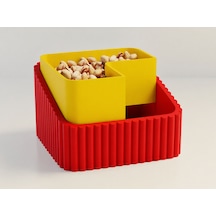 3d Baskı Fıstık Kasesi - Çift Hazneli Kabuk Ayırıcı Sunum Kasesi - Kırmızı Sarı Çok Renkli