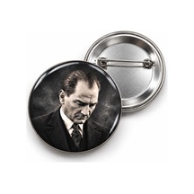 10 Kasım - Düşünceli Atatürk Portresi - 58mm Rozet Çok Renkli