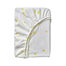 Ikea Skogsduva Tek Kişilik Çarşaf 90 X 200 Cm Beyaz - Açık Sarı Çok Renkli