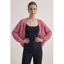 Neden Tekstil Premium Ajurlu İnce Triko Bolero Hırka - Pembe