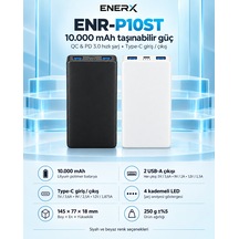 Enerx Enr-p10st 10.000 Mah 22.5w Hızlı Şarj Slim Powerbank Siyah