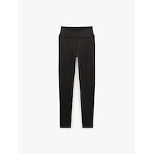 Koton Yüksek Bel Slim Fit İnterlok Spor Tayt Siyah 6sak40452nk