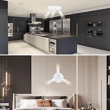 Riolight Modern2 Beyaz Mutfak,salon,giyinme Odası,cafeler İçin Gün İşiğı Metal 3lü Spot Ampul Dahil Beyaz