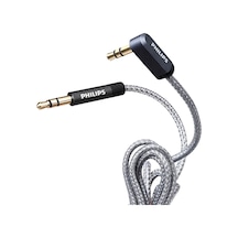 Philips Swr2114f/93 1 Metre 3.5mm Stereo Aux Ses Kablosu 90 Derece L Tipi Açılı Örgülü Zırhlı