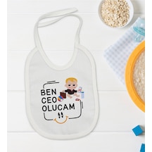 BK Kids Ceo Olucam Tasarımlı Beyaz Bebek Mama Önlüğü-1 Beyaz