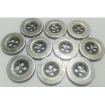 Antik Gümüş Renkli 15mm. 10 Adet Metal Düğme