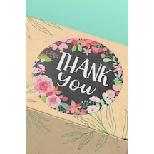 Thank You Çiçekli Kargo Paket Sticker Etiketi 3x3cm St2057 Çok Renkli