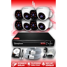 Bayicam 8 Kameralı Uzay 4 İç Kamera Set 2 TB HDD Full HD Gece Görüşlü Güvenlik Kamerası Sistemi